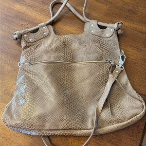 Pietro AlessandroTan suede Snake Print Women's Bag nwot
